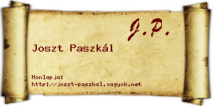 Joszt Paszkál névjegykártya